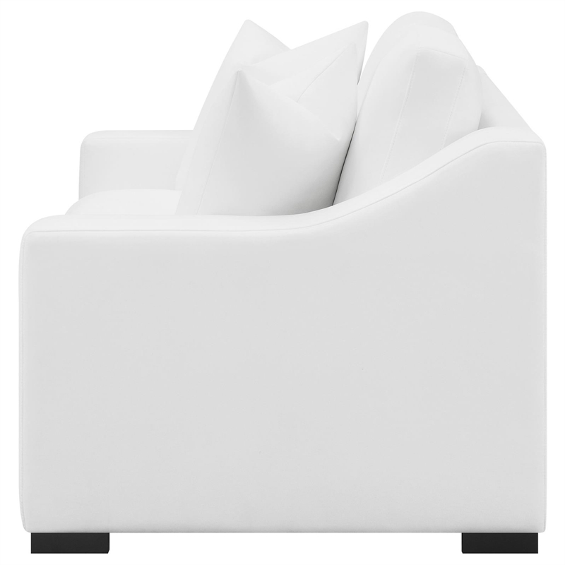 Pemberly Row Upholstered Transitional Fabric Loveseat in White