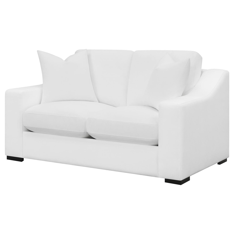 Pemberly Row Upholstered Transitional Fabric Loveseat in White