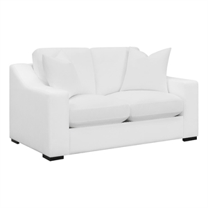 Pemberly Row Upholstered Transitional Fabric Loveseat in White