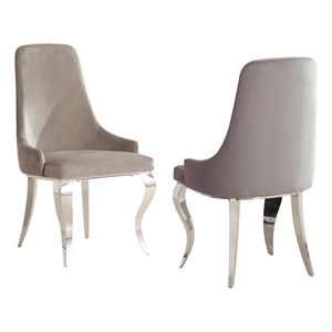 Pemberly Row 19.25&quot Upholstered Velvet Demi Dining Chair in Gray