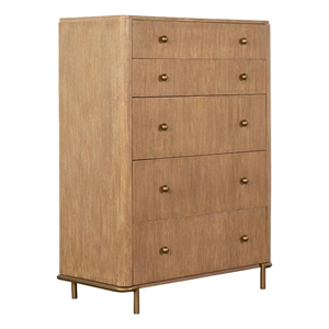 Pemberly Row Contemporary 5-Drawer Wood Chest in Sand Wash Finish