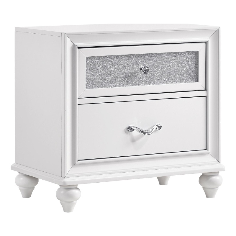 Pemberly Row Contemporary 2-Drawer Wood Nightstand in White Finish