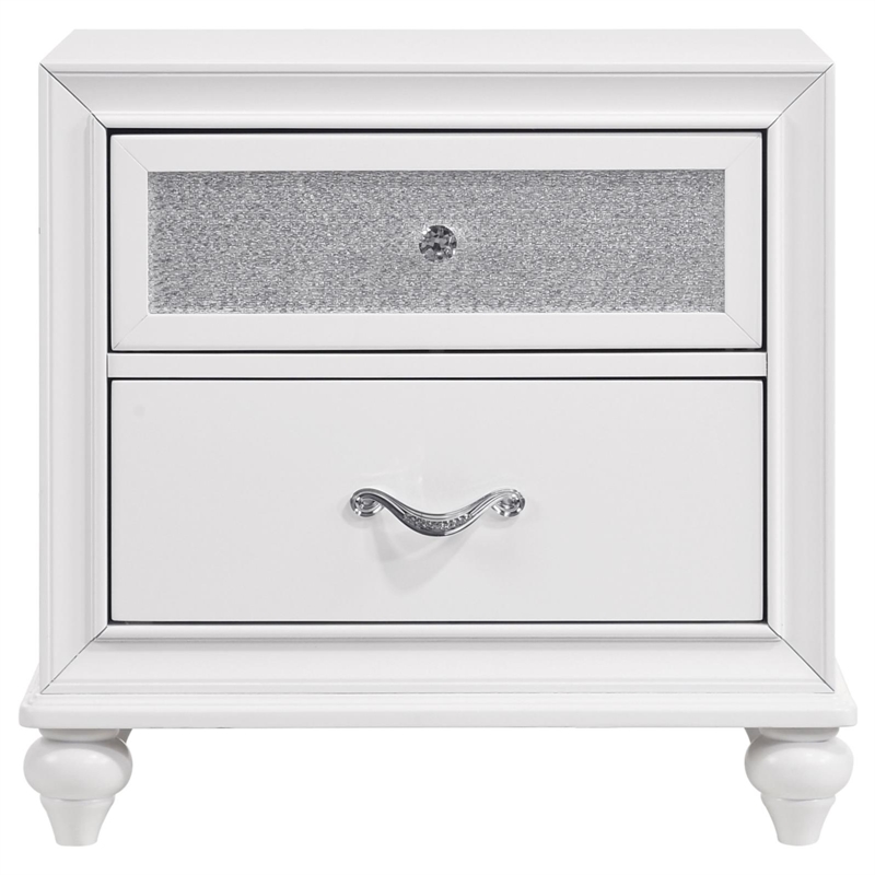 Pemberly Row Contemporary 2-Drawer Wood Nightstand in White Finish