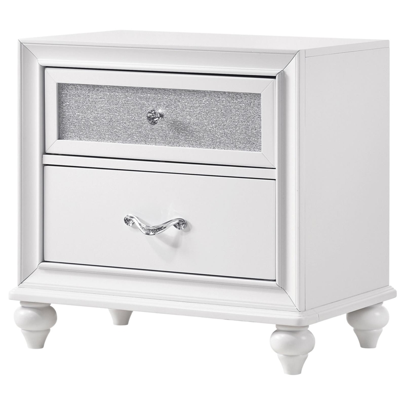 Pemberly Row Contemporary 2-Drawer Wood Nightstand in White Finish