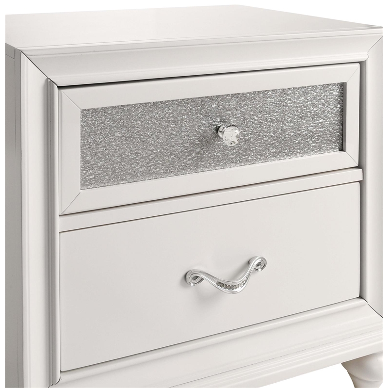 Pemberly Row Contemporary 2-Drawer Wood Nightstand in White Finish