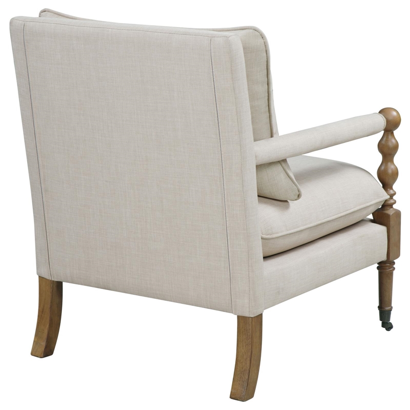 Pemberly Row Fabric Upholstered Accent Chair with Casters Beige