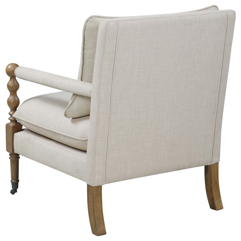 Pemberly Row Fabric Upholstered Accent Chair with Casters Beige