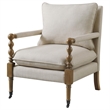 Pemberly Row Fabric Upholstered Accent Chair with Casters Beige
