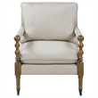 Pemberly Row Fabric Upholstered Accent Chair with Casters Beige