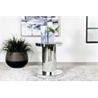 Pemberly Row Glass Crystal Inlay Round Top Accent Table in Mirror