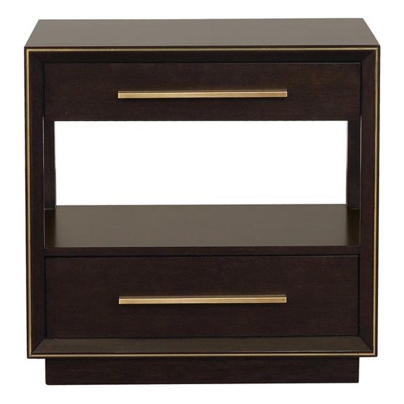 Pemberly Row 2-drawer Modern Wood Nightstand in Brown Finish