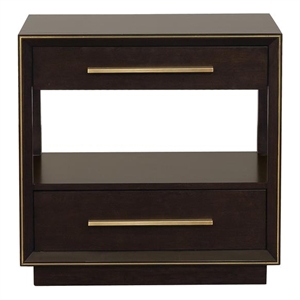 Pemberly Row 2-drawer Modern Wood Nightstand in Brown Finish