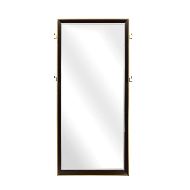 Pemberly Row Rectangular Modern Wood Floor Mirror in Brown Finish