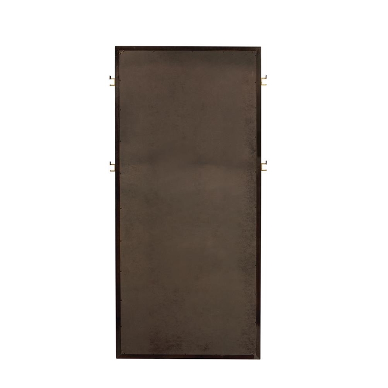 Pemberly Row Rectangular Modern Wood Floor Mirror in Brown Finish