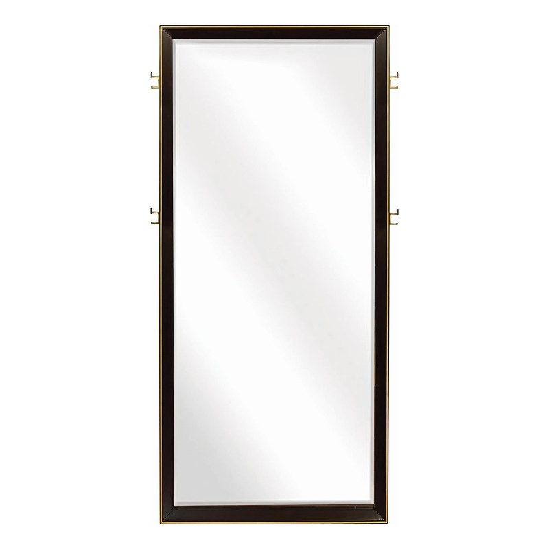 Pemberly Row Rectangular Modern Wood Floor Mirror in Brown Finish