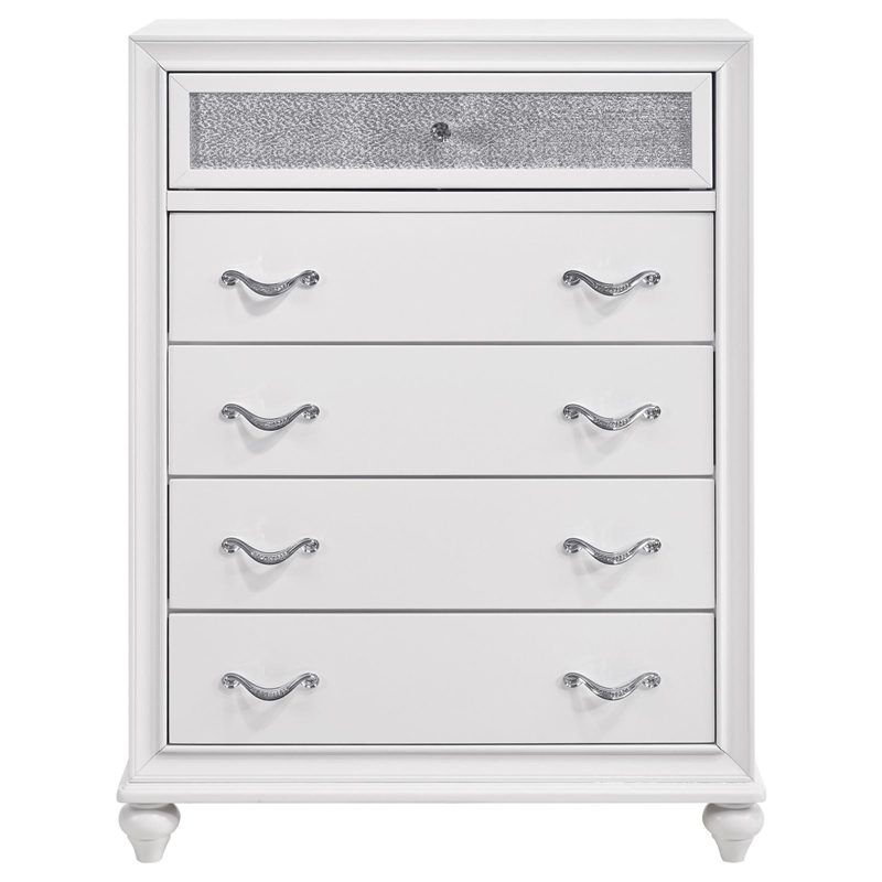 Pemberly Row 5-drawer Contemporary Wood Chest in White Finish