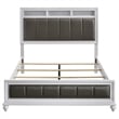 Pemberly Row Wood Queen Upholstered Panel Bed in White and Gray