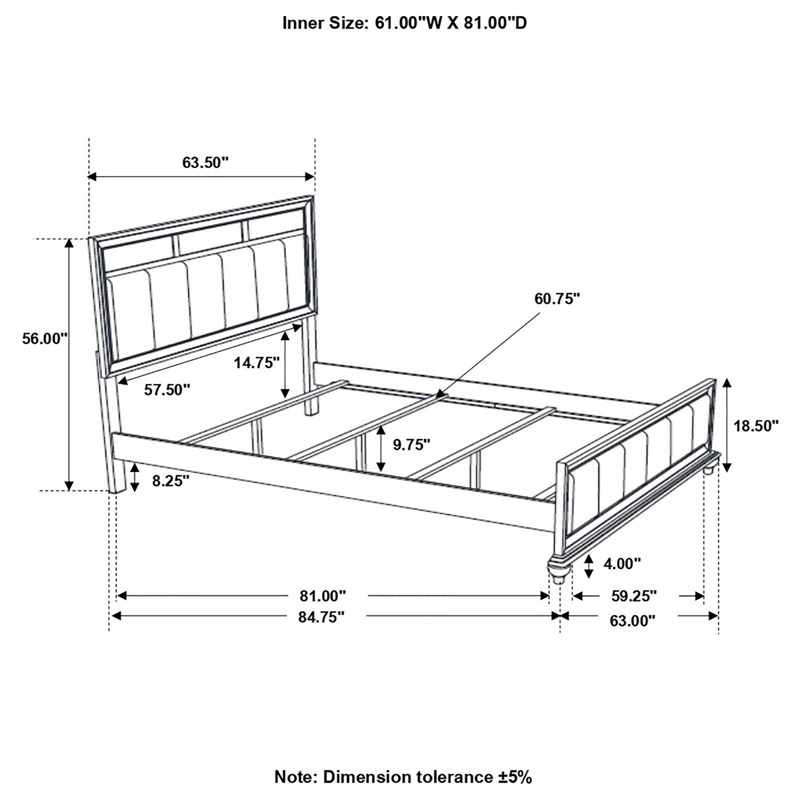 Pemberly Row Wood Queen Upholstered Panel Bed in White and Gray