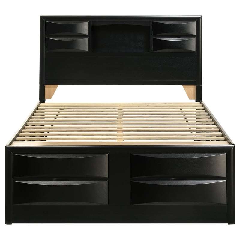 Pemberly Row Modern Wood Queen Platform Storage Bed in Black