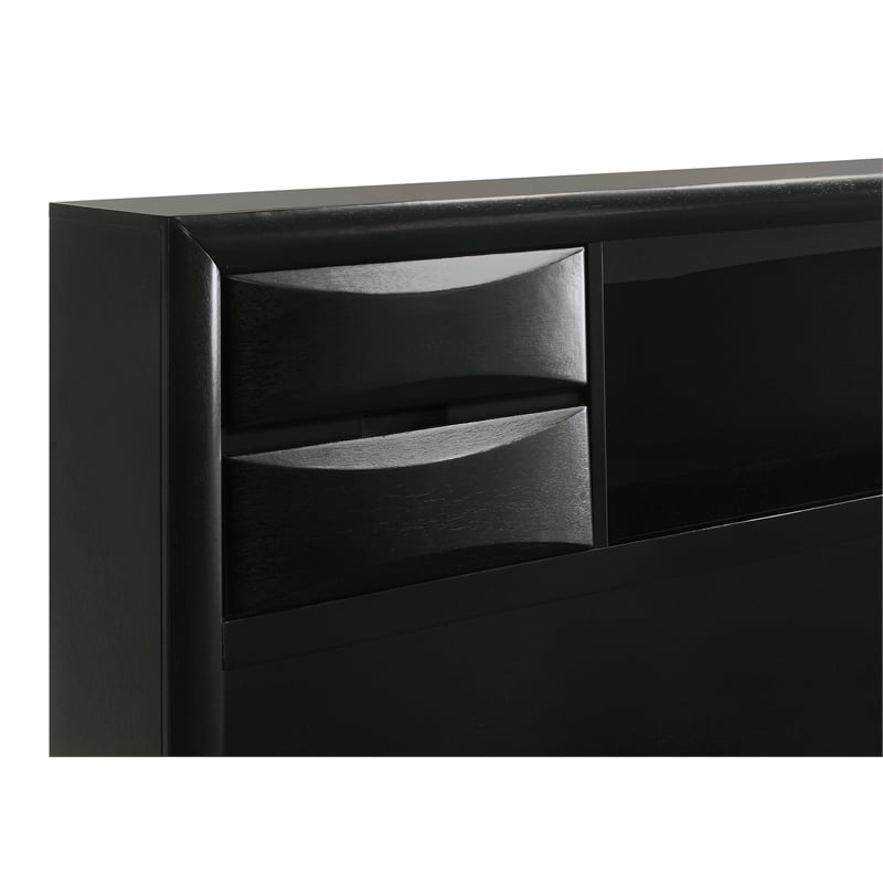 Pemberly Row Modern Wood Queen Platform Storage Bed in Black