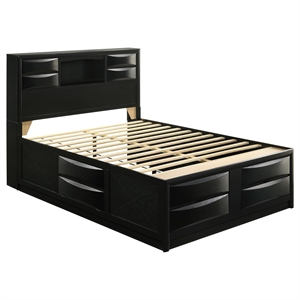 Pemberly Row Modern Wood Queen Platform Storage Bed in Black