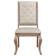 Pemberly Row Fabric Tufted Side Chairs in Cream and Barley Brown