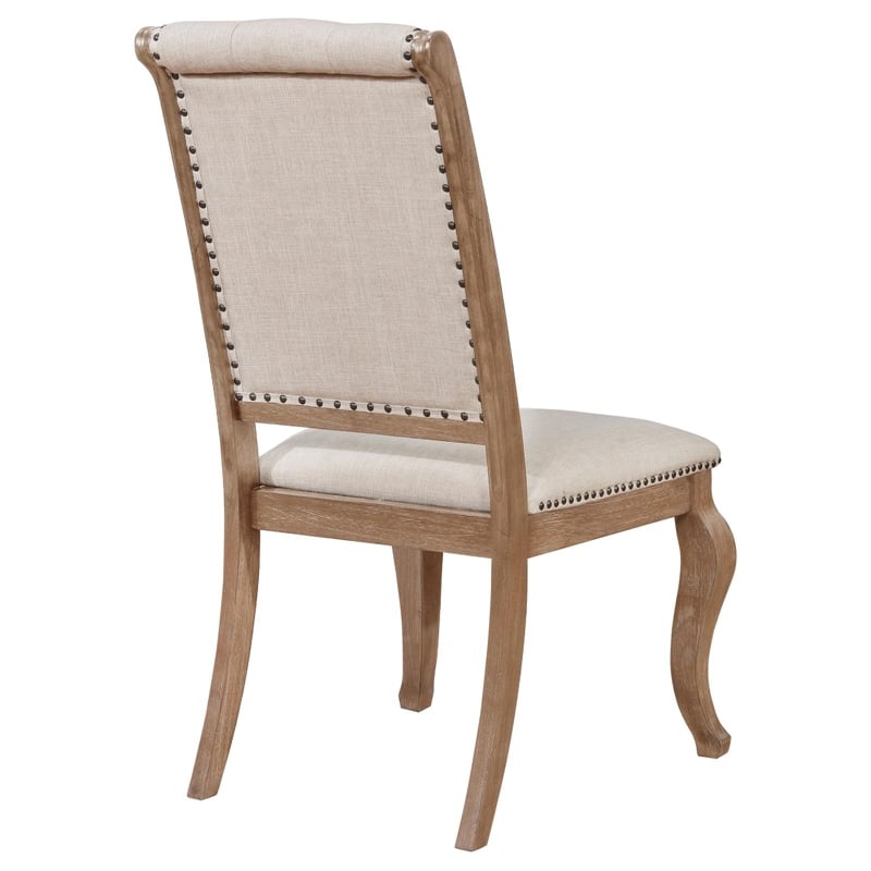 Pemberly Row Fabric Tufted Side Chairs in Cream and Barley Brown