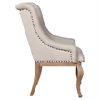 Pemberly Row Fabric Tufted Arm Chairs in Cream and Barley Brown