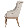 Pemberly Row Fabric Tufted Arm Chairs in Cream and Barley Brown