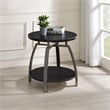 Pemberly Row Wood Round End Table in Dark Gray and Black Nickel