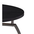Pemberly Row Wood Round End Table in Dark Gray and Black Nickel