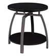 Pemberly Row Wood Round End Table in Dark Gray and Black Nickel