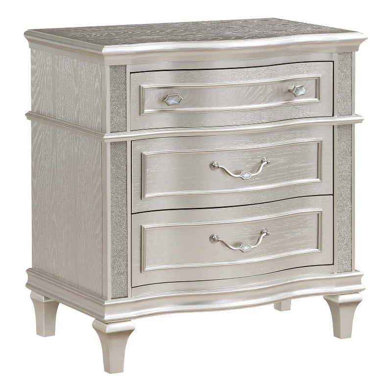 Pemberly Row 3-Drawer Contemporary Wood Nightstand Silver Oak