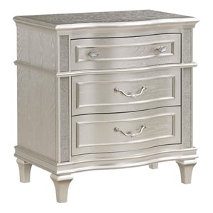 Pemberly Row 3-Drawer Contemporary Wood Nightstand Silver Oak