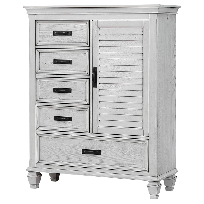 Pemberly Row 5-drawer Farmhouse Wood Door Chest in Antique White