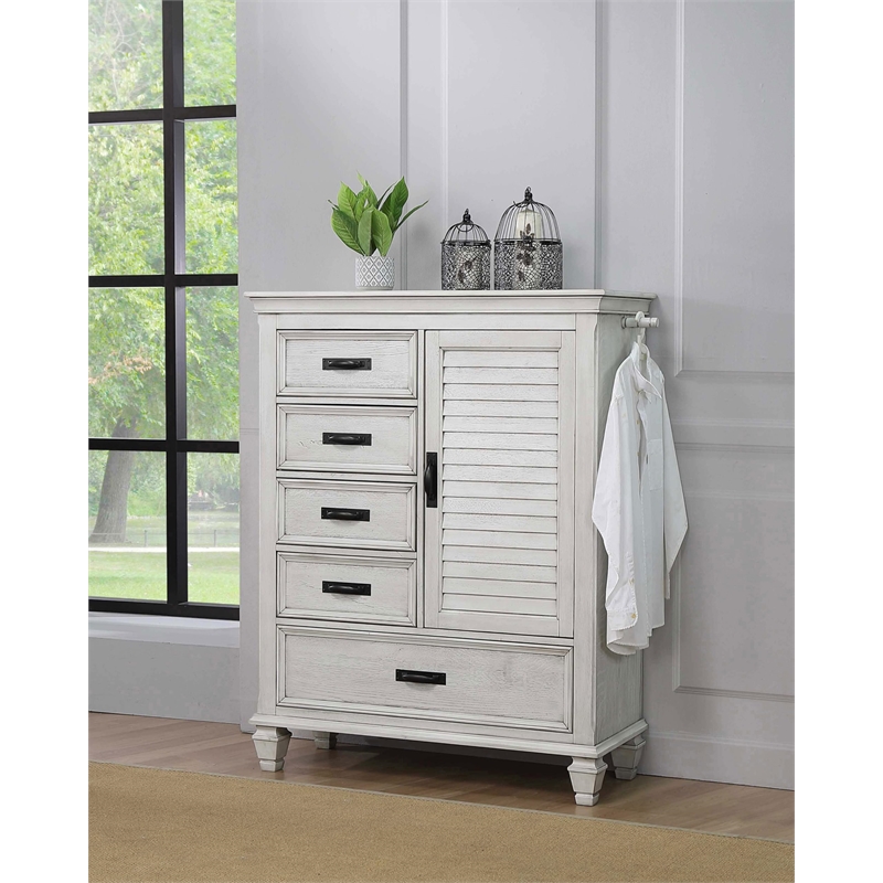 Pemberly Row 5-drawer Farmhouse Wood Door Chest in Antique White