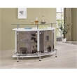 Pemberly Row Glass Top Wood Bar Unit White High Gloss and Chrome