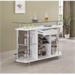 Pemberly Row Glass Top Wood Bar Unit White High Gloss and Chrome