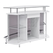 Pemberly Row Glass Top Wood Bar Unit White High Gloss and Chrome