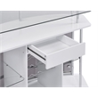Pemberly Row Glass Top Wood Bar Unit White High Gloss and Chrome