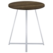 Pemberly Row Metal Sled Base Round Bar Table Brown Oak and Chrome