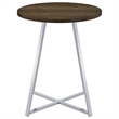 Pemberly Row Metal Sled Base Round Bar Table Brown Oak and Chrome