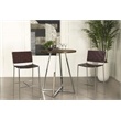 Pemberly Row Metal Sled Base Round Bar Table Brown Oak and Chrome