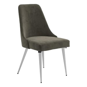 Pemberly Row Velvet Upholstered Curved Back Side Chairs Gray