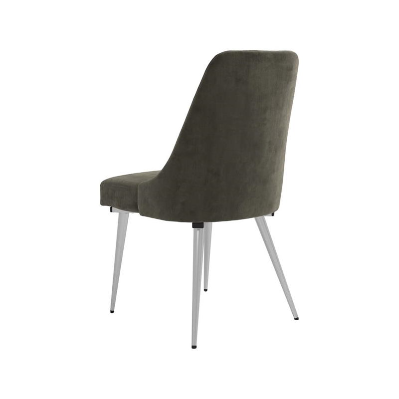 Pemberly Row Velvet Upholstered Curved Back Side Chairs Gray