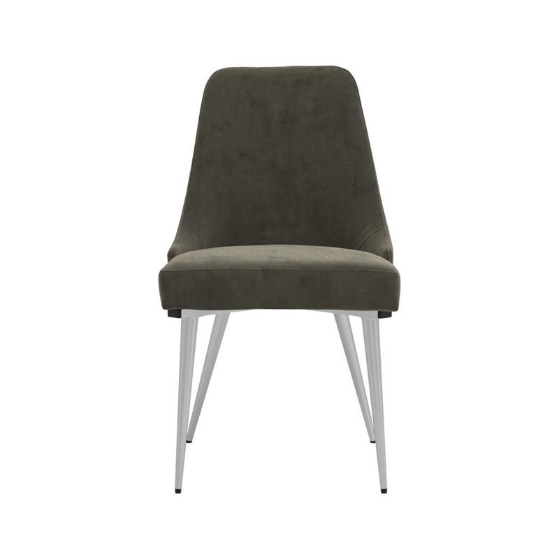 Pemberly Row Velvet Upholstered Curved Back Side Chairs Gray