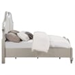Pemberly Row Wood Tufted Platform Queen Bed Ivory and Silver Oak