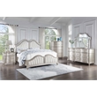 Pemberly Row Wood Tufted Platform Queen Bed Ivory and Silver Oak