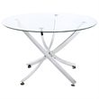 Pemberly Row Modern Metal Round Dining Table Chrome and Clear