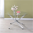 Pemberly Row Modern Metal Round Dining Table Chrome and Clear